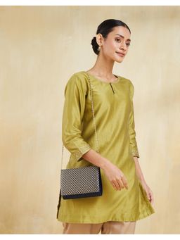 Fabindia - Navy Blue Silk Blend Clutch (M)