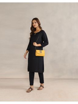 Fabindia - Yellow Silk Blend Embellished Clutch (M)