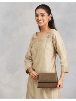 Fabindia - Brown Silk Blend Woven Clutch (M)