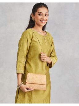 Fabindia - Gold Silk Blend Woven Clutch (M)