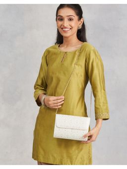 Fabindia - White Silk Blend Clutch (M)