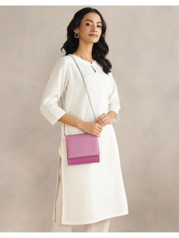 Fabindia - Pink Silk Woven Clutch (M)