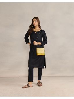 Fabindia - Yellow Silk Woven Clutch (M)