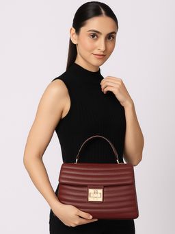 ESBEDA - Maroon Stylish Satchel Bag with Detachable Strap
