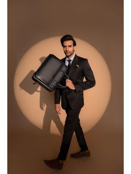 Nelumbo Nucifera - Evander Handmade Leather Brief case Charcoal Grey