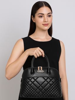 ESBEDA - Black Diamond Duchess Satchel Bag with Detachable Strap
