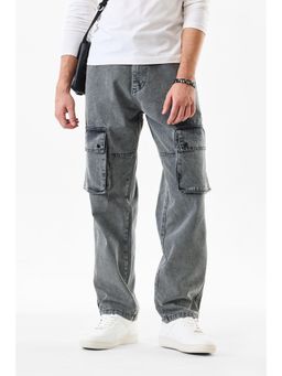 Snitch - Grey Textured Loose Casual Jeans