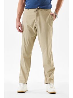Snitch - Beige Solid Regular Casual Trouser