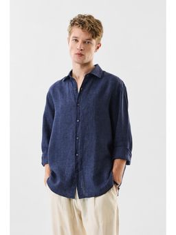 Snitch - Navy Blue Solid Regular Casual Shirt