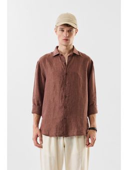 Snitch - Brown Solid Regular Casual Shirt