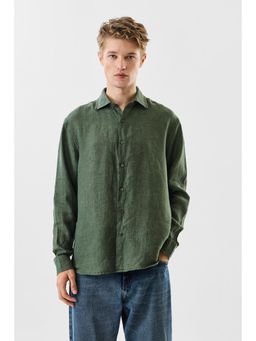 Snitch - Green Solid Regular Casual Shirt