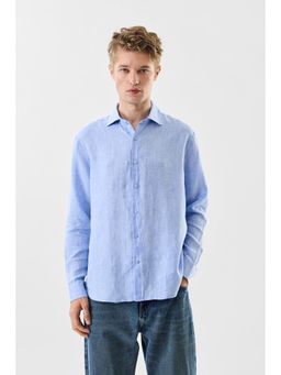 Snitch - Light Blue Solid Regular Casual Shirt