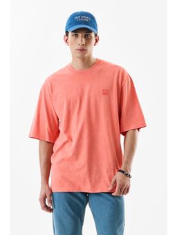 Snitch - Coral Solid Oversized Casual T-shirt