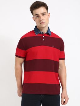 Tommy Hilfiger - Red Relaxed-Fit Cotton Polo T-shirt