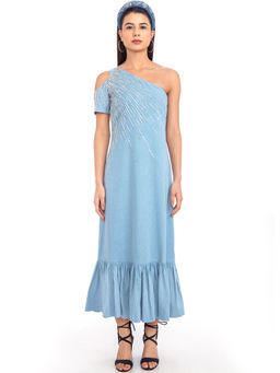 Gaya India - Blue Embellished Maxi Dress