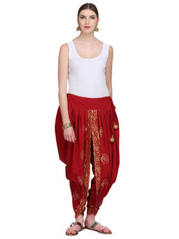 Kaanchie Nanggia - Red Cotton Printed Dhoti Pants