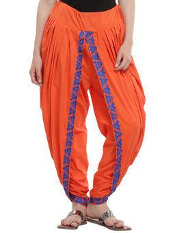 Kaanchie Nanggia - Orange Cotton Pleated Dhoti Pants