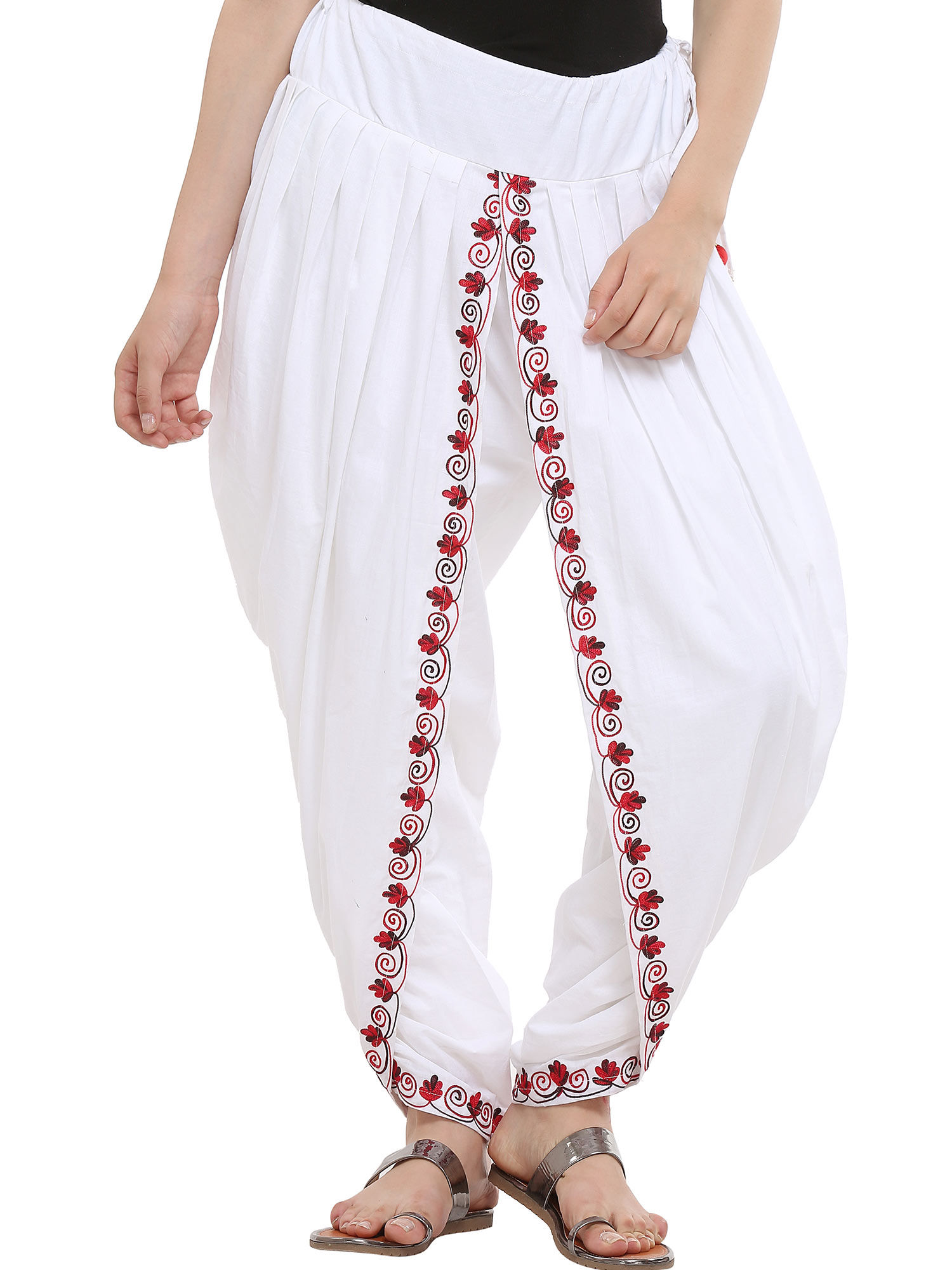 kaanchie nanggia White Cotton Pleated Dhoti Pants-picture-41