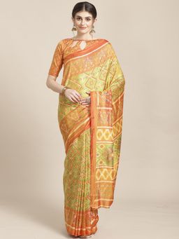 Sareemall - Green Dhakai Silk Saree With Unstitched Blouse