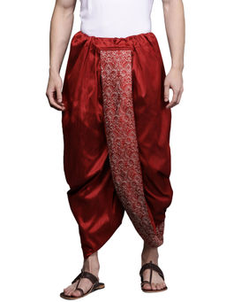 Manyavar - Maroon Art Silk Festive Dhoti