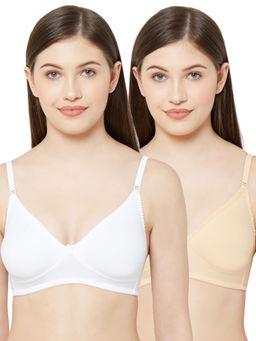 Juliet - Womens Non Padded Non Wired Bra Combo Dipti White Skin