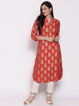 Biba - Rusty Red Cotton Kurti