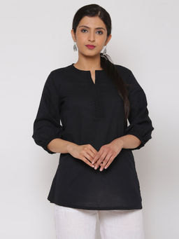 Biba - Black Solid Kurti
