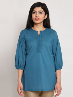 Biba - Blue Solid Kurti