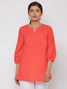 Biba - Coral Solid Kurti
