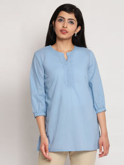 Biba - Blue Solid Kurti