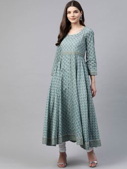 Divena - Indigo Blue Printed High Low Kurta