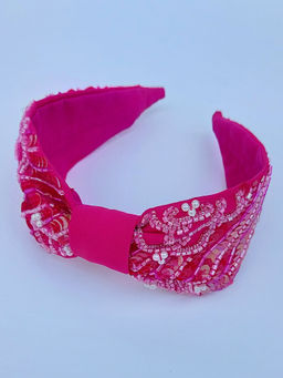 Diya Aswani - Sequined Fuchsia Hairband cum Bandana