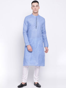 Devoiler - Men Blue Straight Kurta
