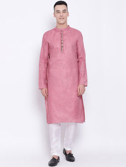 Devoiler - Men Pink Straight Kurta