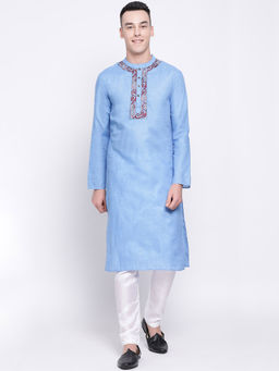 Devoiler - Men Blue Straight Kurta
