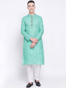 Devoiler - Men Sea Green Straight Kurta