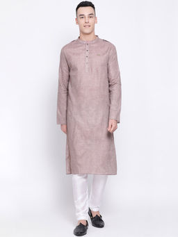Devoiler - Men Taupe Straight Kurta