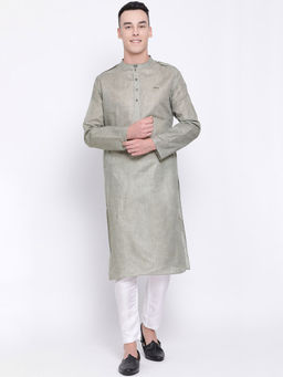 Devoiler - Men Green Straight Kurta
