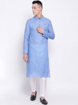 Devoiler - Men Blue Straight Kurta