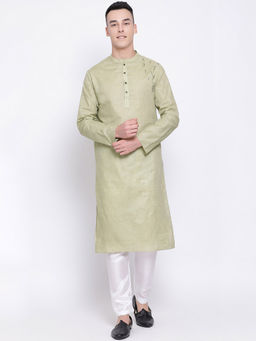 Devoiler - Men Green Straight Kurta