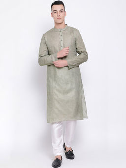 Devoiler - Men Green Straight Kurta