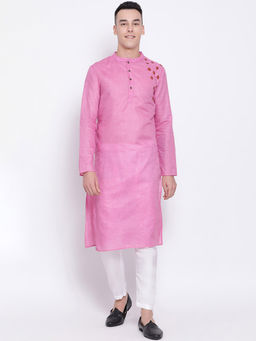 Devoiler - Men Pink Straight Kurta