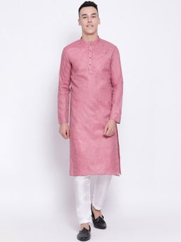 Devoiler - Men Pink Straight Kurta