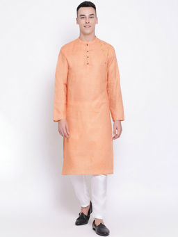 Devoiler - Men Orange Straight Kurta