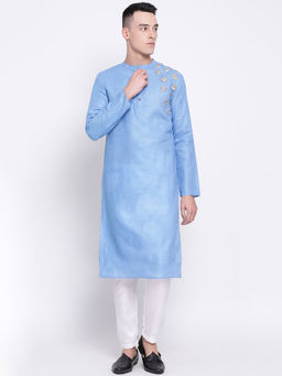 Devoiler - Men Blue Straight Kurta