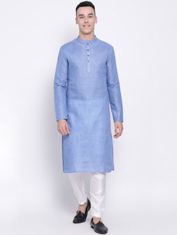 Devoiler - Men Blue Straight Kurta