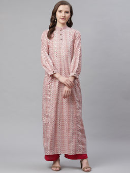 Divena - Pink Printed Maxi Style Kurta