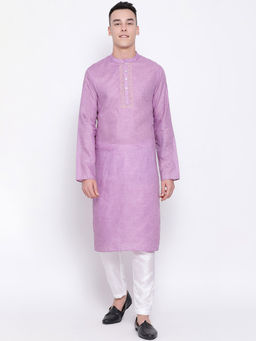 Devoiler - Men Purple Straight Kurta