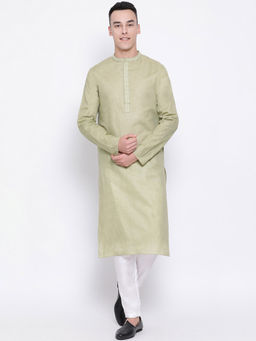 Devoiler - Men Green Straight Kurta