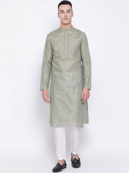 Devoiler - Men Green Straight Kurta